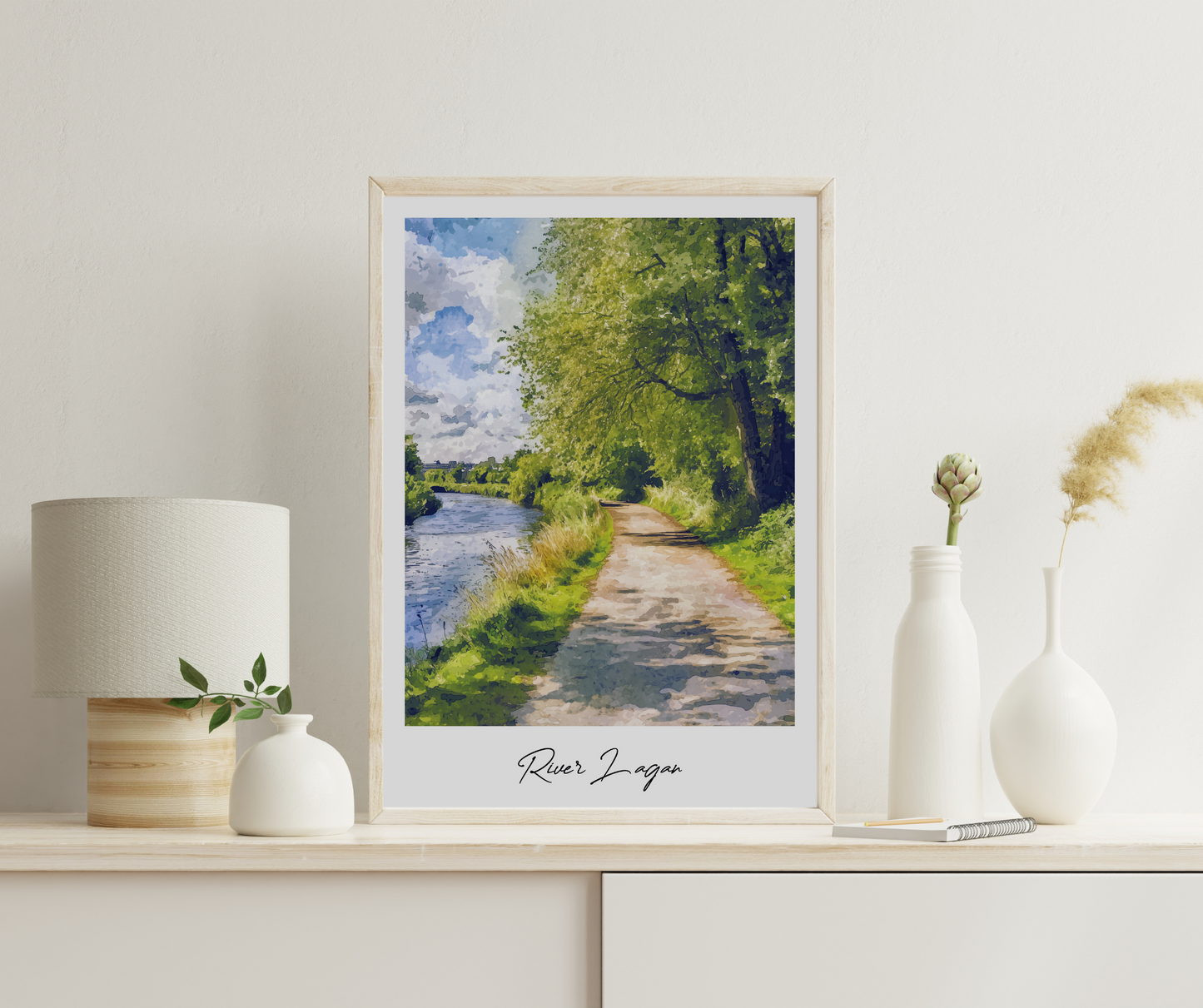 River Lagan Travel Print, Frameless, Wall Art, Northern Ireland