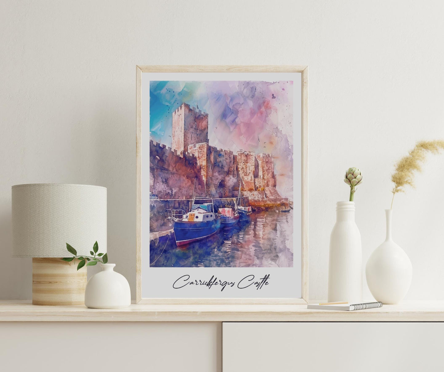 Carrickfergus Castle Travel Print, Frameless, Wall Art, Northern Ireland