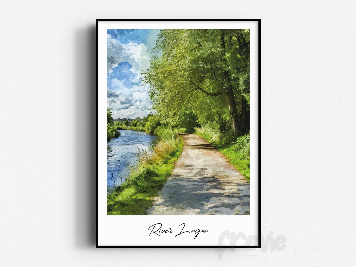 River Lagan Travel Print, Frameless, Wall Art, Northern Ireland