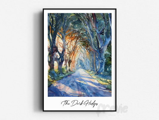 The Dark Hedges Travel Print, Frameless, Wall Art, Northern Ireland