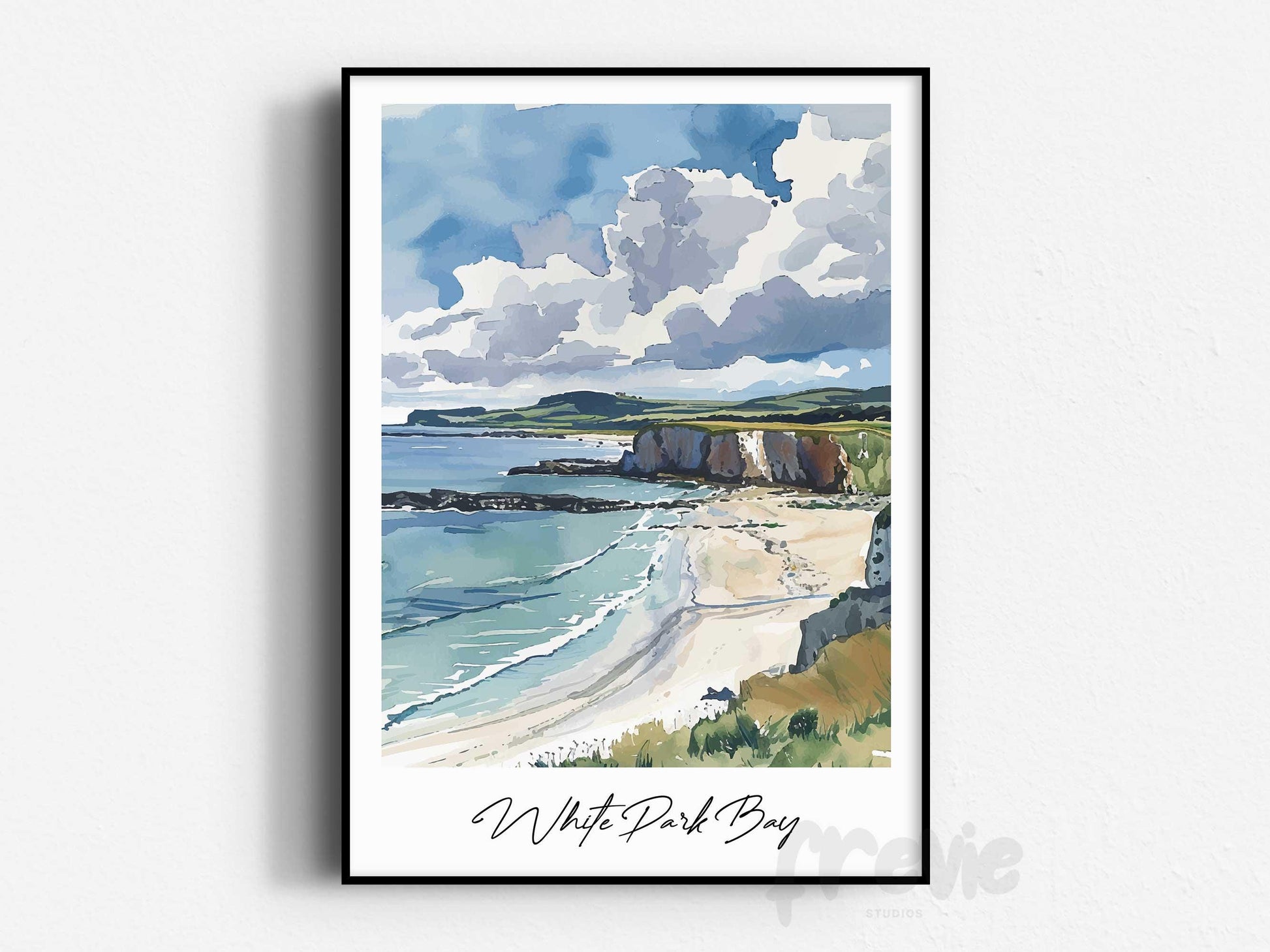 White Park Bay Travel Print, Frameless, Wall Art, Northern Ireland