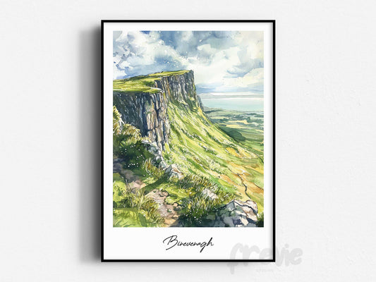 Binevenagh Travel Print, Frameless, Wall Art, Northern Ireland