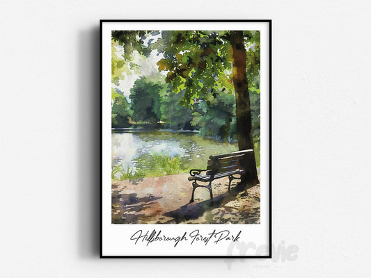 Hillsborough Forest Park Travel Print, Frameless, Wall Art, Northern Ireland