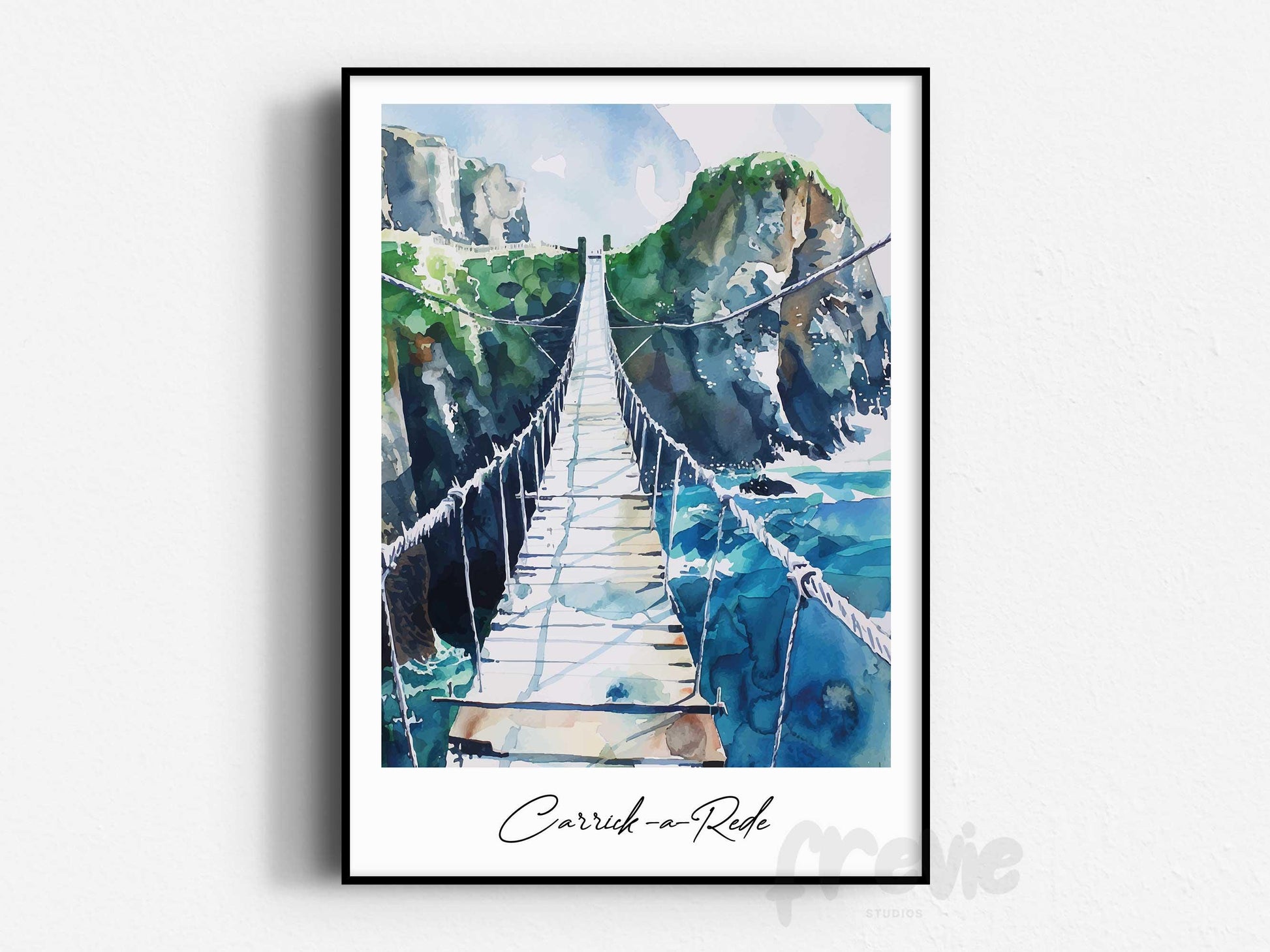 Carrick-a-rede Rope Bridge Travel Print, Frameless, Wall Art, Northern Ireland