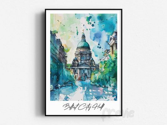 Belfast City Hall Travel Print, Frameless, Wall Art, Northern Ireland