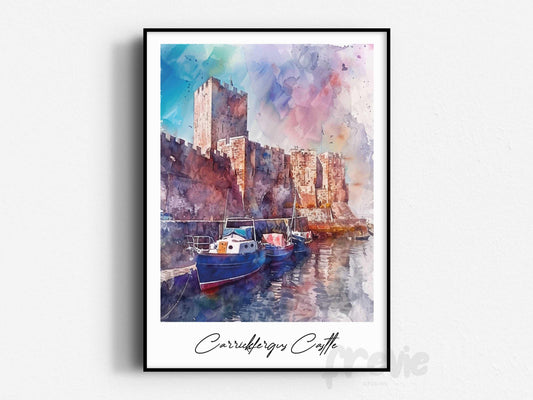 Carrickfergus Castle Travel Print, Frameless, Wall Art, Northern Ireland