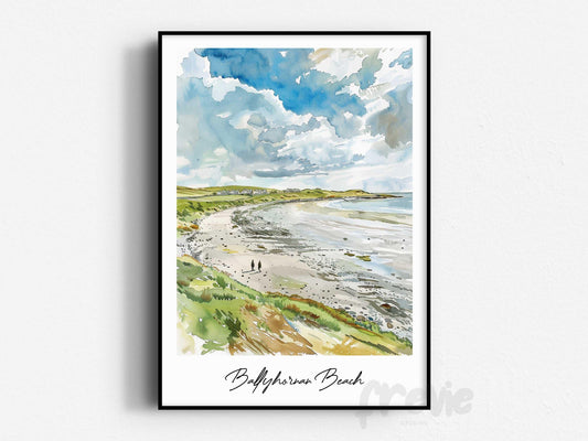 Ballyhornan Beach Travel Print, Frameless, Wall Art, Northern Ireland