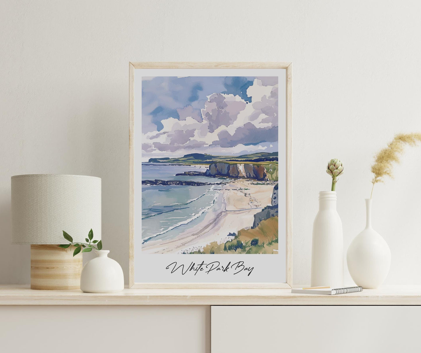 White Park Bay Travel Print, Frameless, Wall Art, Northern Ireland