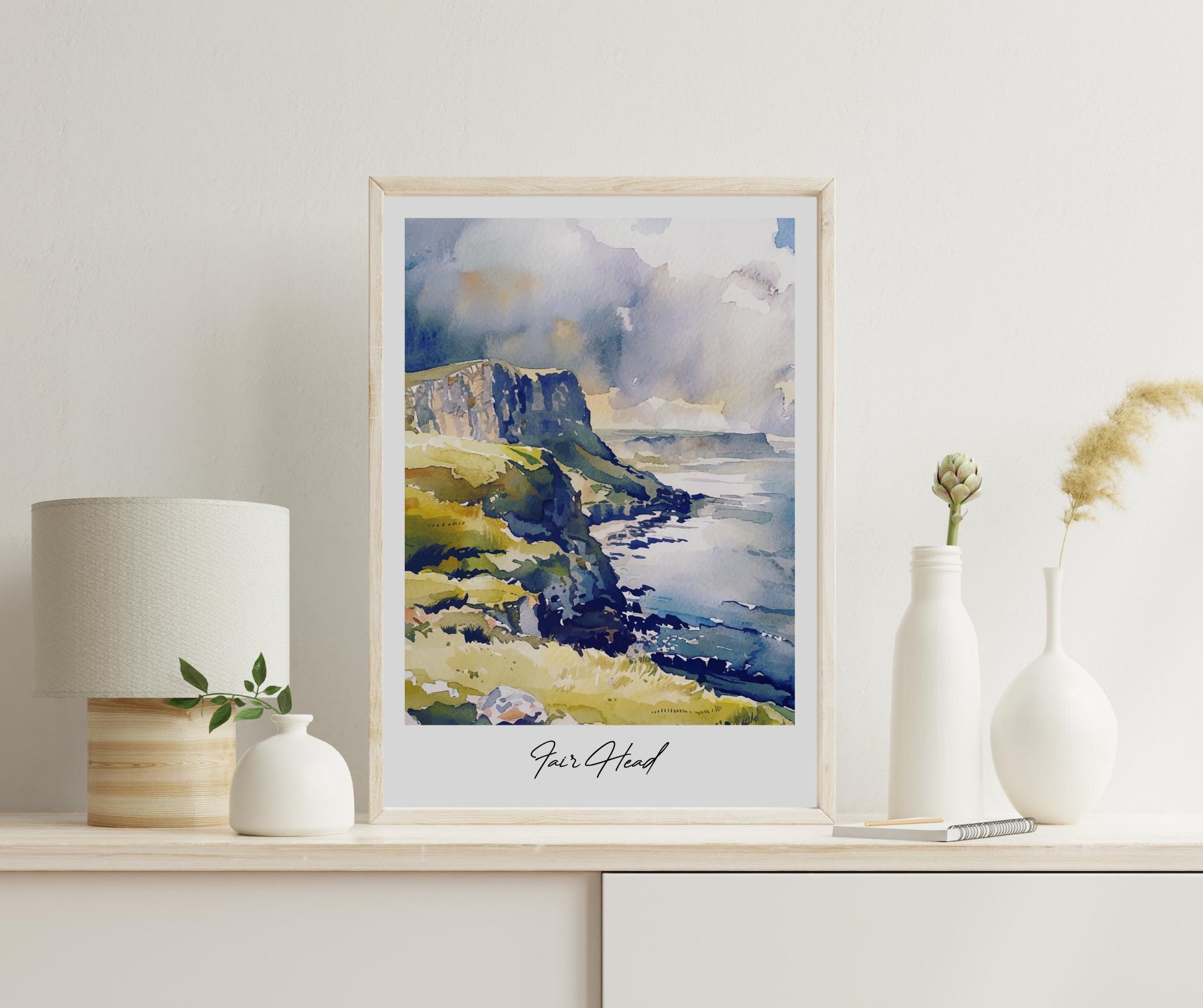 Fair Head Travel Print, Frameless, Wall Art, Northern Ireland