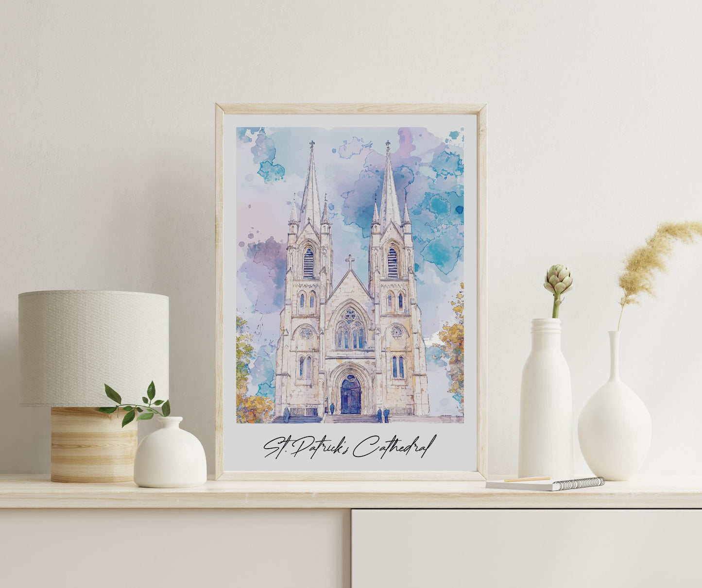 St. Patrick's Cathedral Travel Print, Frameless, Wall Art, Northern Ireland